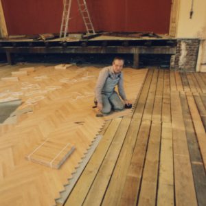 Ballhaus Watzke Dresden · Blindbodenreparaturen · Stabparkett (22 mm) · genagelt